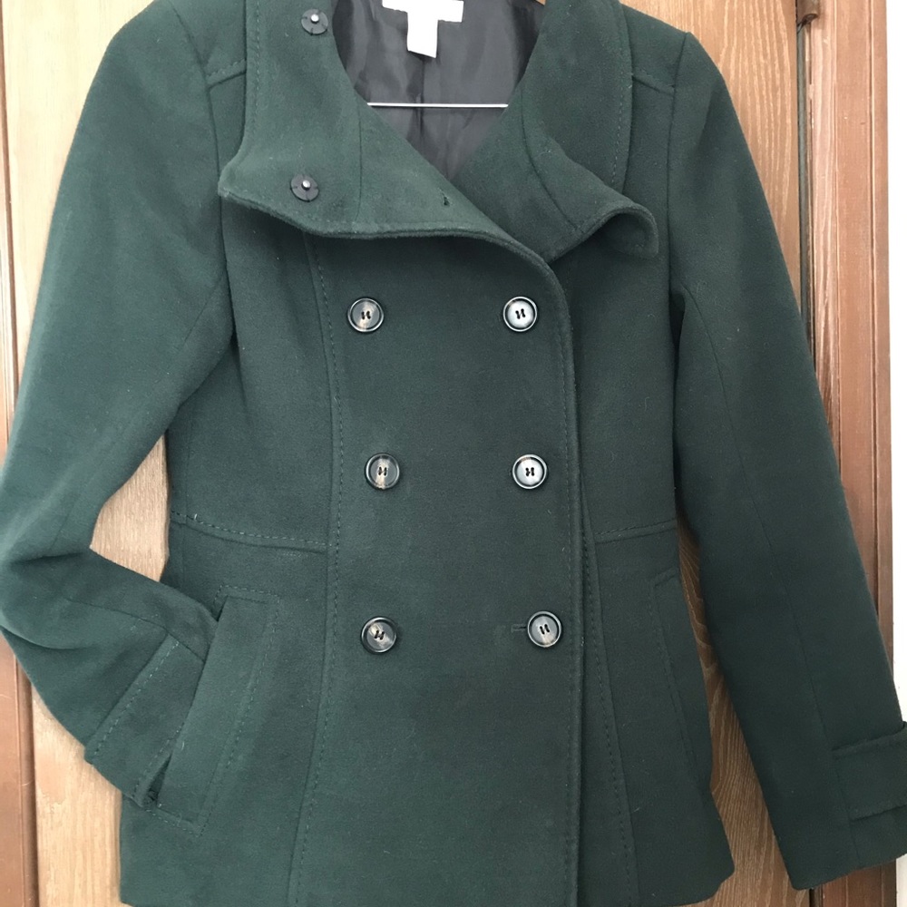 🚨SALE🚨H&M Hunters Green double breasted peacoat.